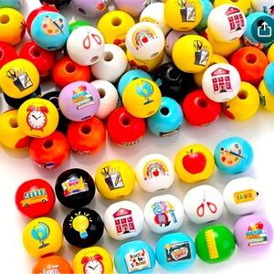 School Inspired Wooden Beads
